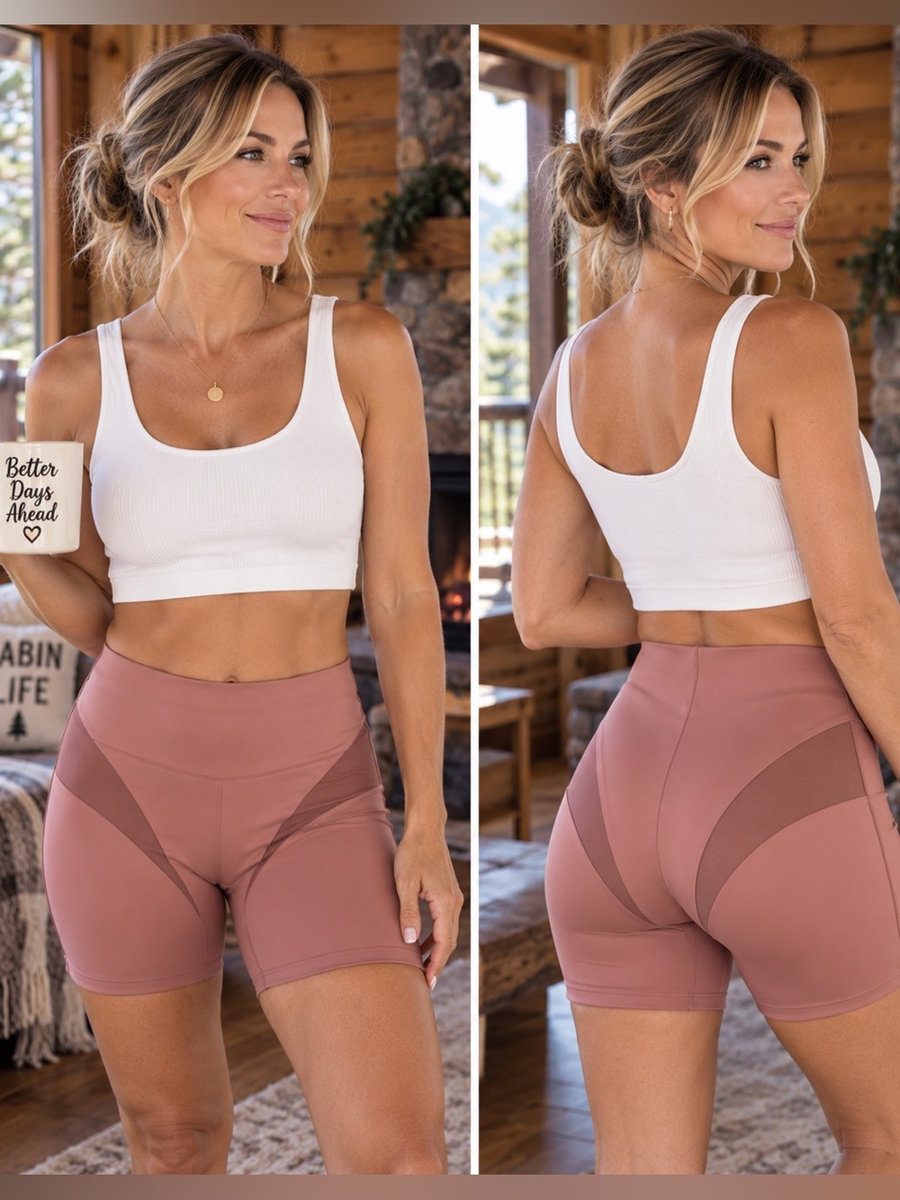 Nicole Miller New York 2X High Waist Shapewear Shorts Dusty Rose